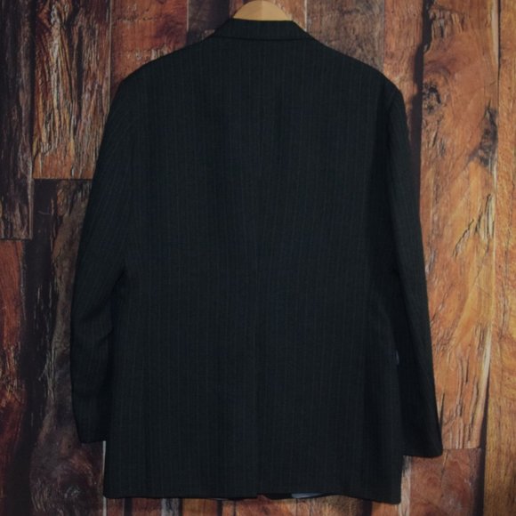 REED ST JAMES Men's Suit Jacket Coat 46L Pants Sz 36 x 30 Gray Pin-Stripe - Picture 3 of 16